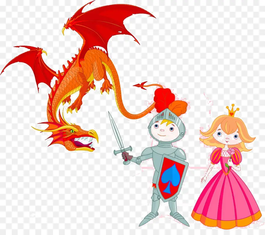 Cavaleiro E Princesa Com Dragão，Conto De Fadas PNG