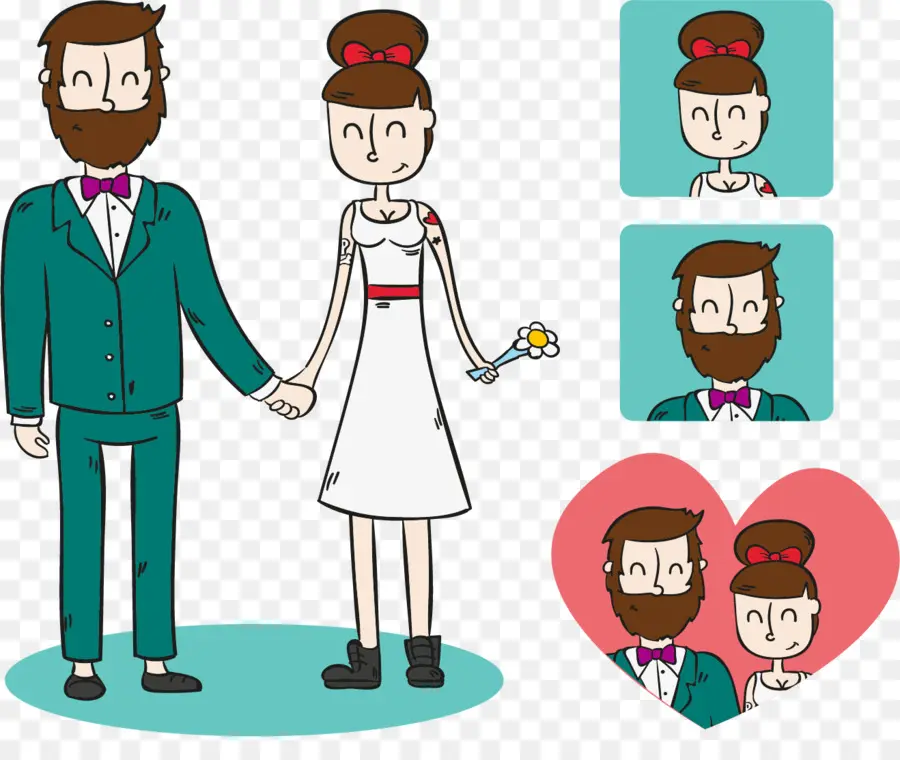 Casal De Casamento De Desenho Animado，Noiva PNG