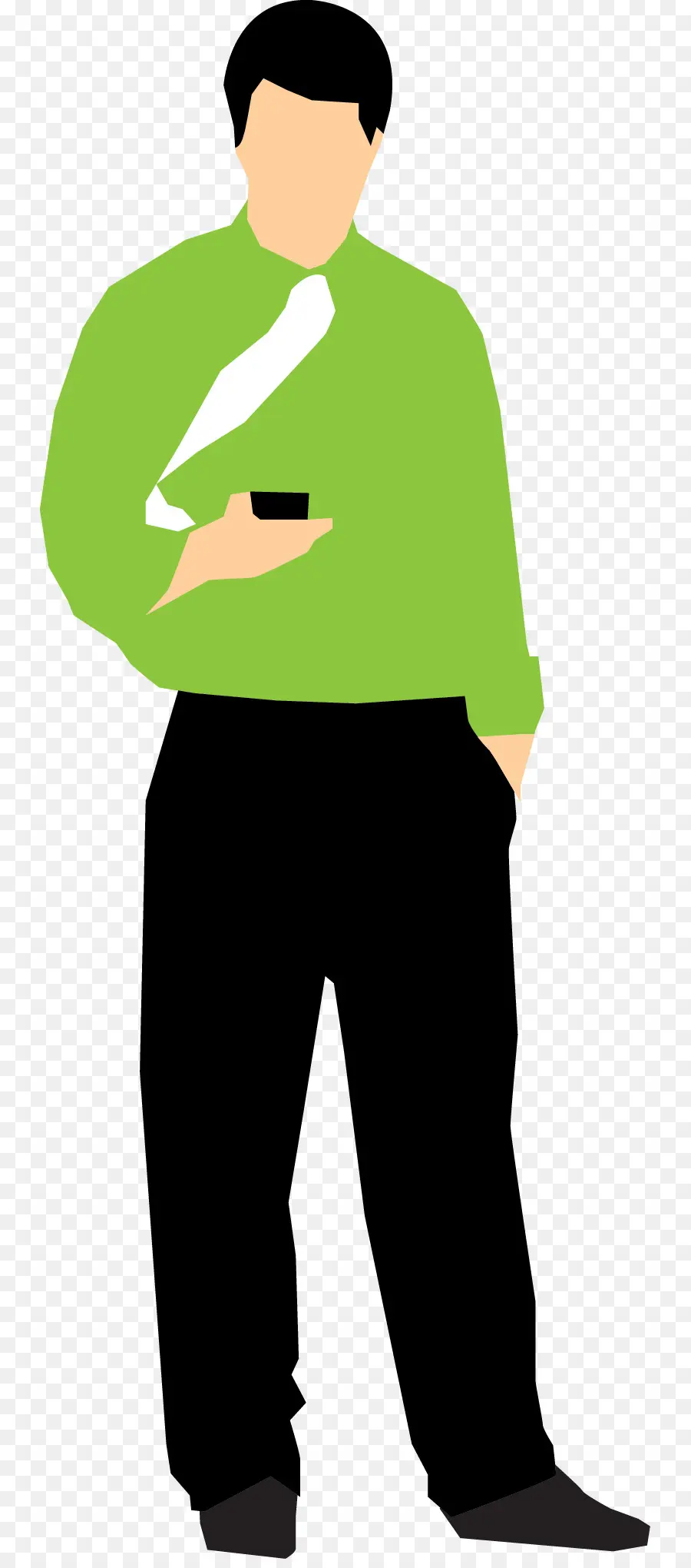 Pessoa Com Camisa Verde，De Pé PNG