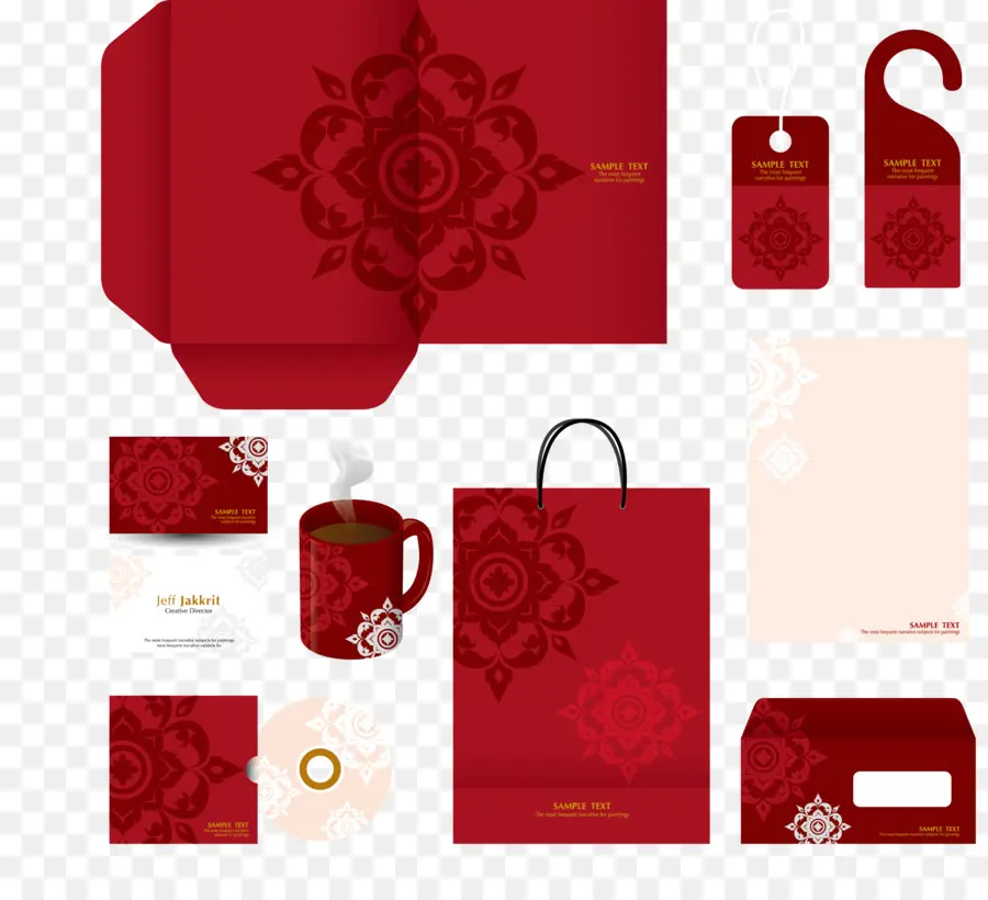 Conjunto De Papelaria Vermelho，Vermelho PNG