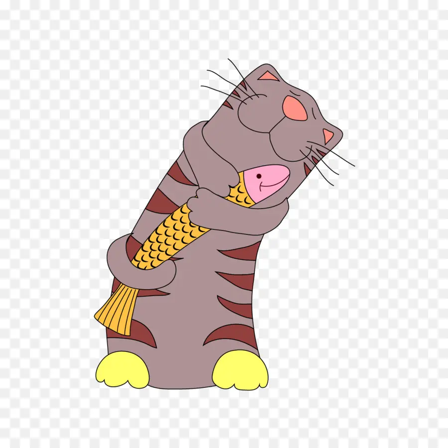 Gato Abraçando Peixe，Peixe PNG