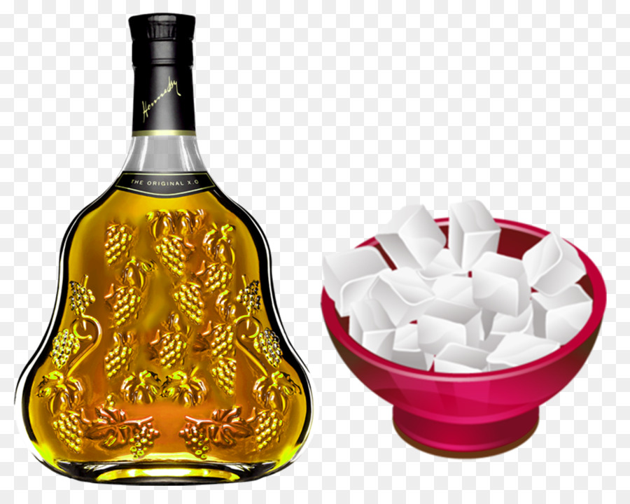 Garrafa De Licor E Cubos De Açúcar，Licor PNG