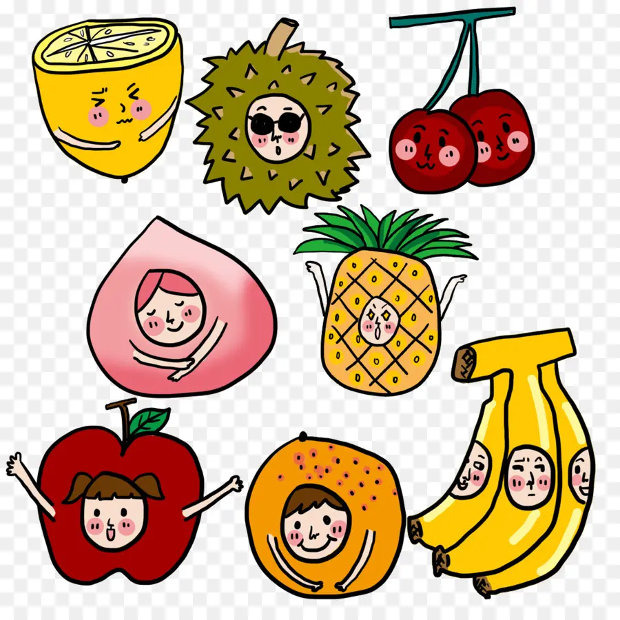 Personagens De Frutas，Desenho Animado PNG