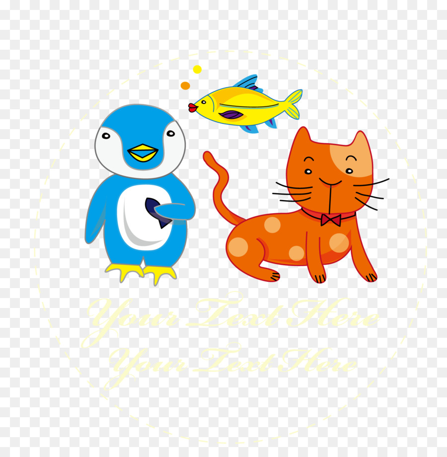 Pinguim E Gato，Peixe PNG