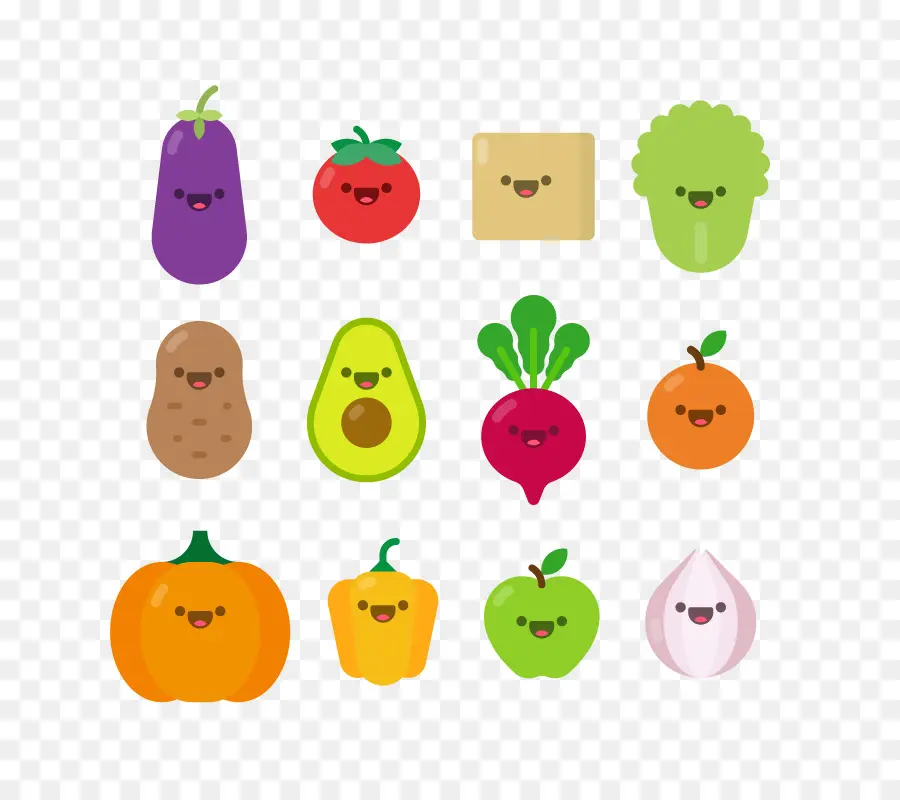 Frutas E Legumes Fofos，Sorrindo PNG