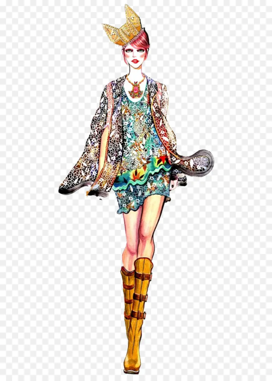 Ilustração De Moda，Modelo PNG