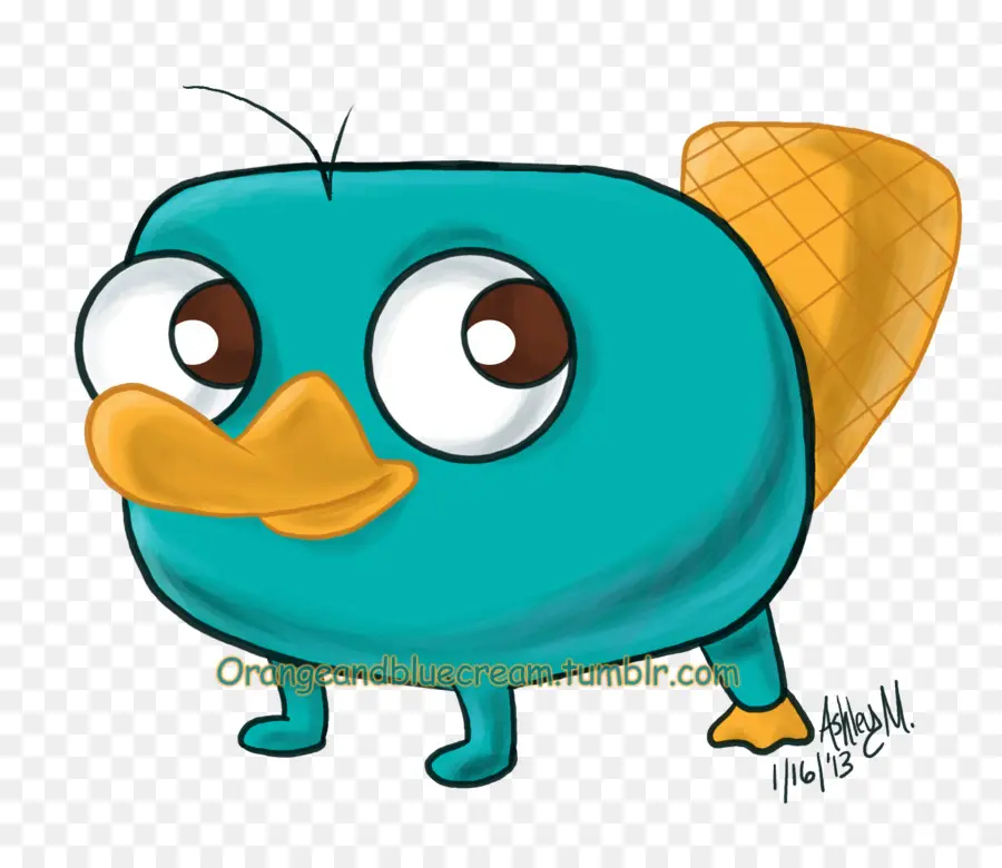 Ornitorrinco Azul，Desenho Animado PNG