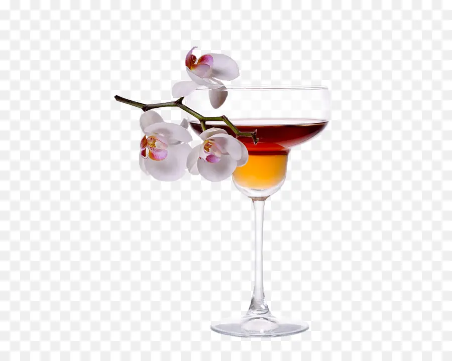 Copo De Cocktail Com Orquídea，Bebida PNG