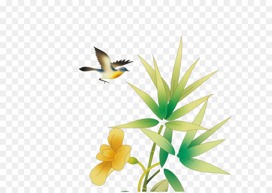 Pássaro E Planta，Flor PNG