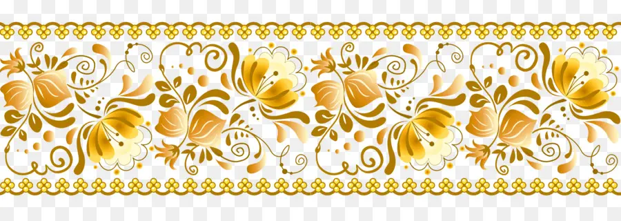 Borda Floral Dourada，Ouro PNG