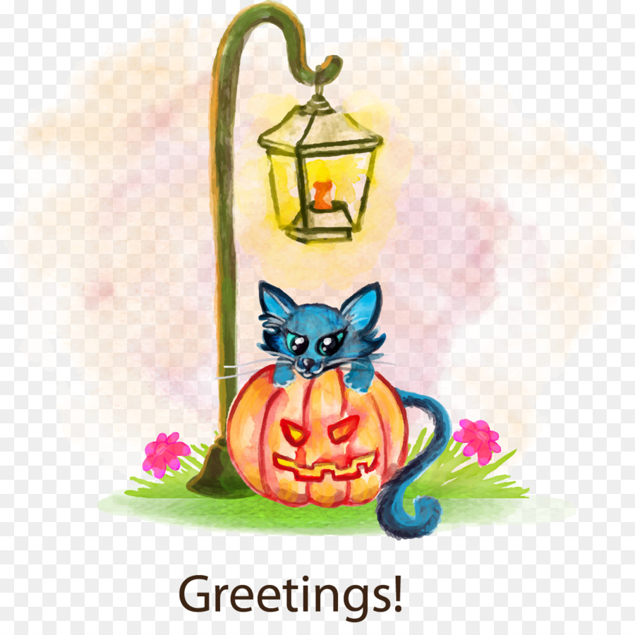 Gato E Abóbora De Halloween，Gato PNG