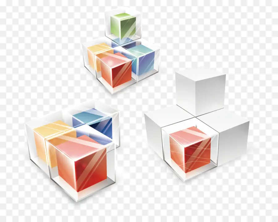 Cubos 3d，Colorido PNG