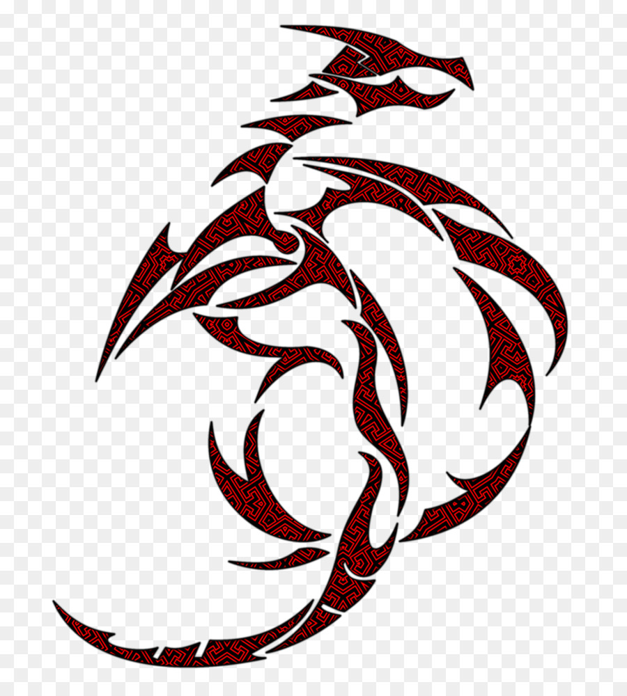 Tatuagem De Dragão Tribal，Vermelho PNG