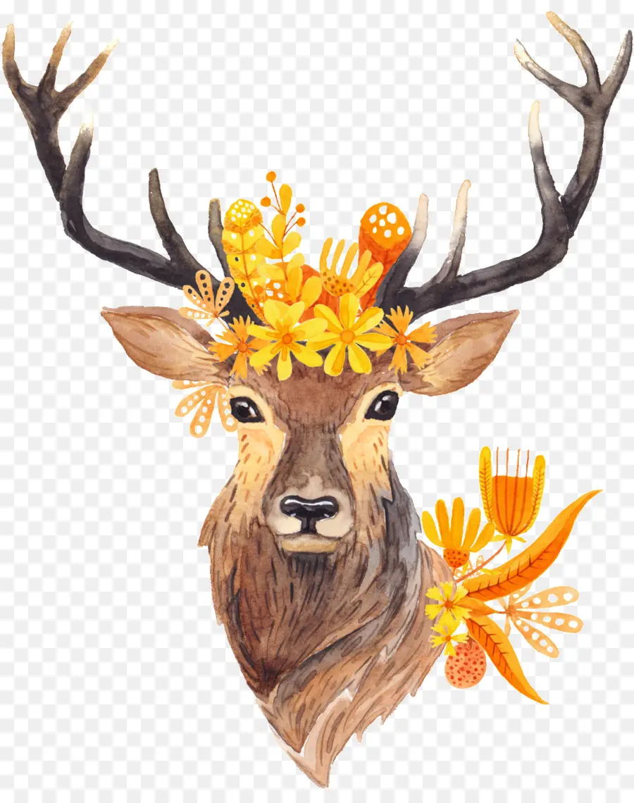 Veado Com Flores，Animal PNG