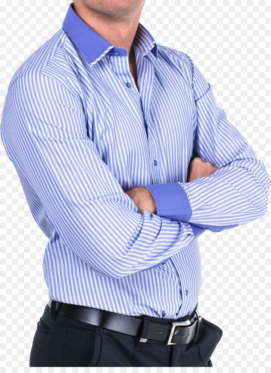 Camisa Listrada，Azul PNG