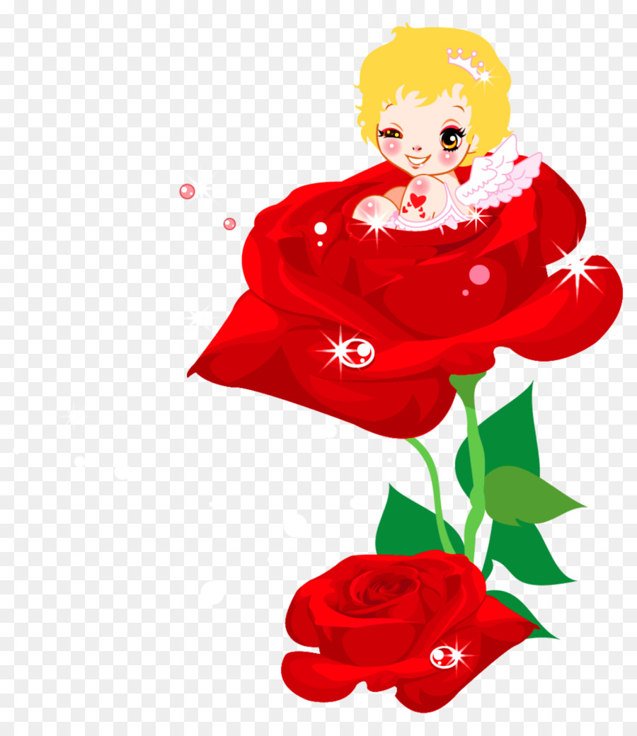 Rosa Com Fada，Flor PNG