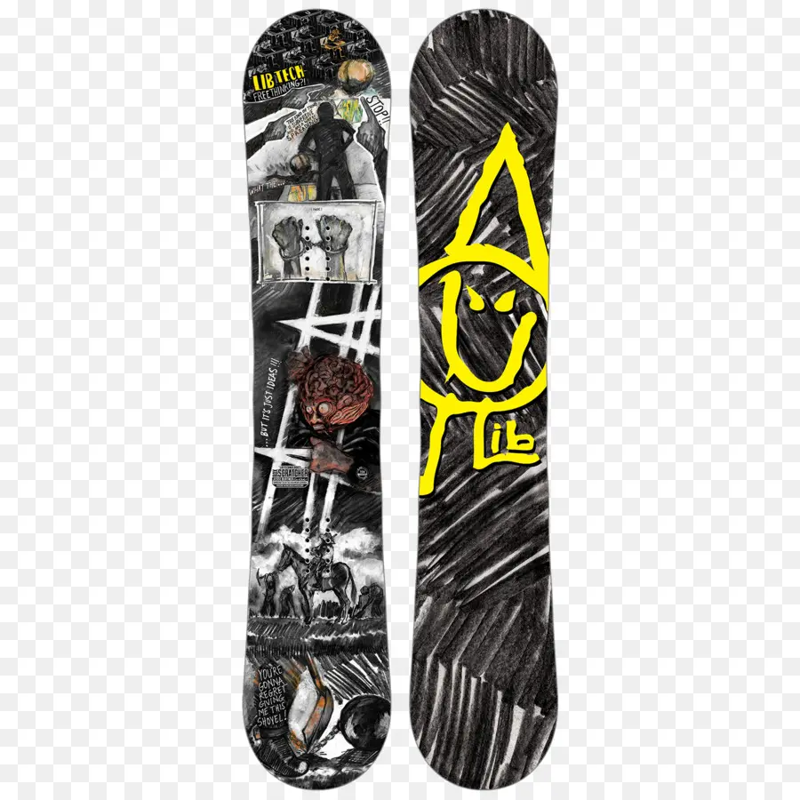 Snowboard Preto E Amarelo，Inverno PNG