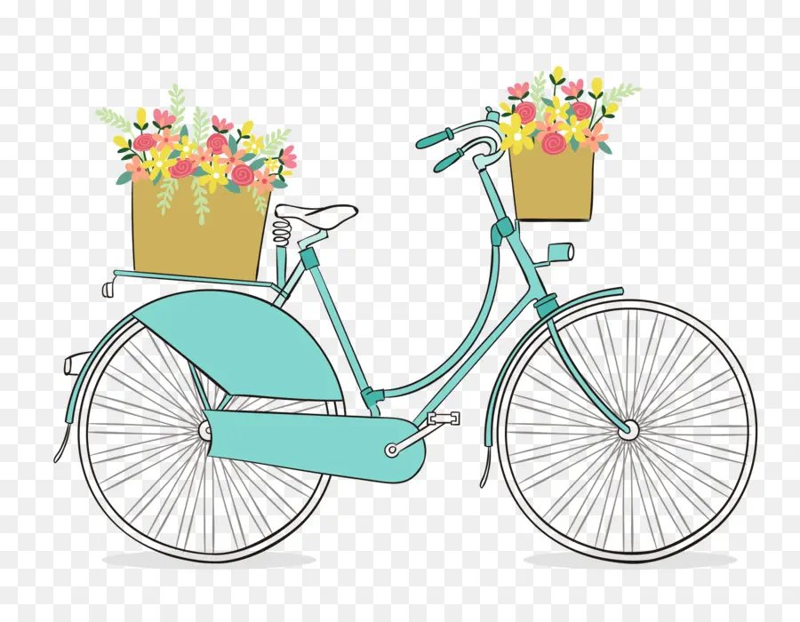 Bicicleta，Flores PNG