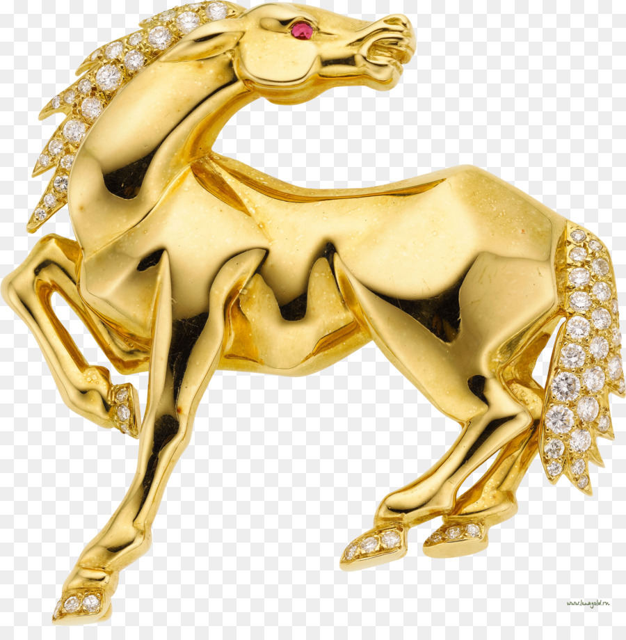 Broche De Cavalo Dourado，Alfinete PNG