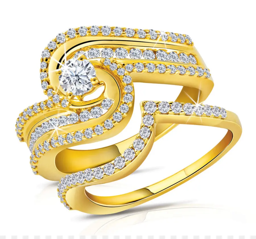 Anel De Diamante Dourado，Joia PNG