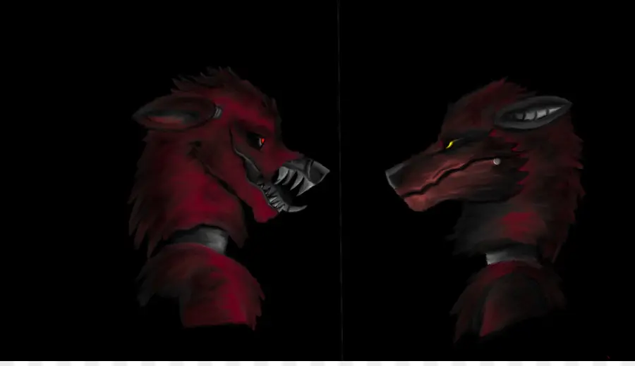 Cabeças De Lobo Vermelho，Digital PNG