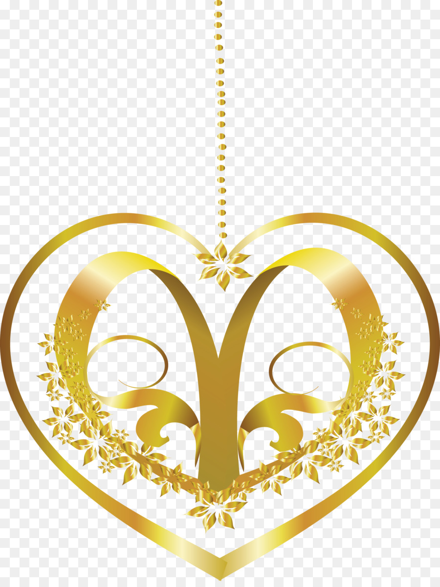 Ornamento De Coração Dourado，Pendurado PNG