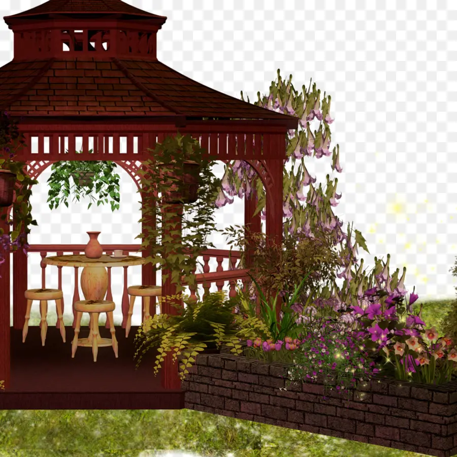 Gazebo De Jardim，Flores PNG