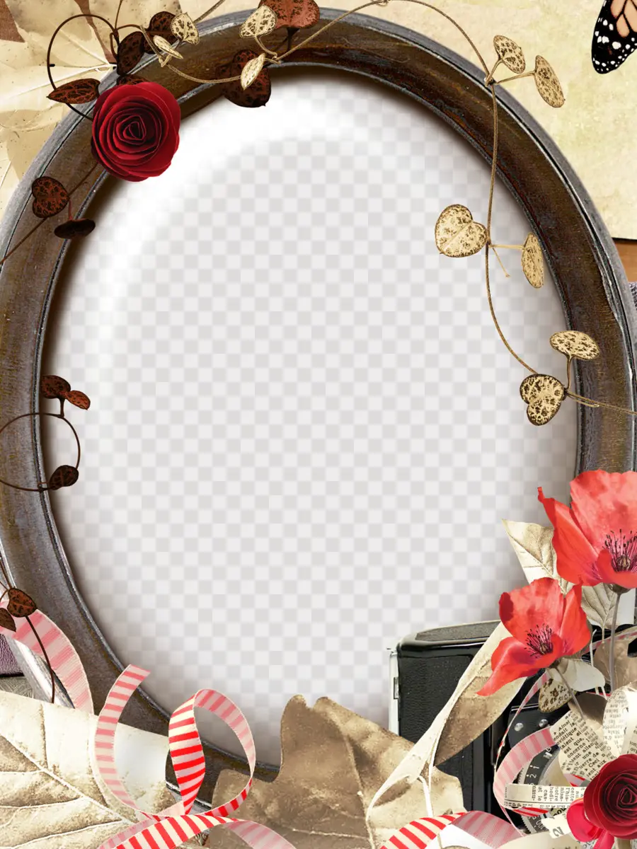 Moldura Oval Com Rosas，Vintage PNG