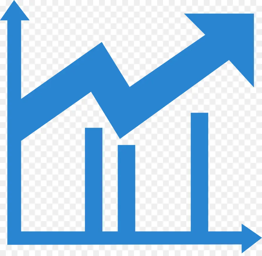 Gráfico De Barras Azul Com Seta Em Zigue Zague Para Cima，Gráfico PNG