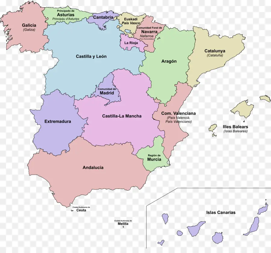 Mapa Da Espanha，Regiões PNG