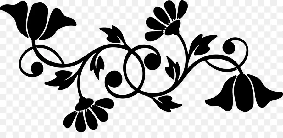 Design Floral Preto，Flor PNG