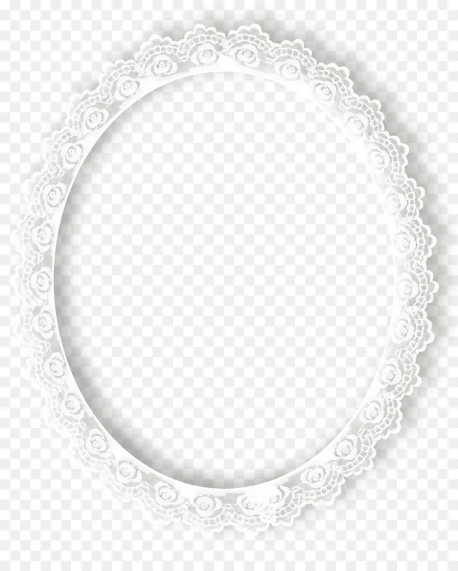 Moldura De Renda Branca，Oval PNG