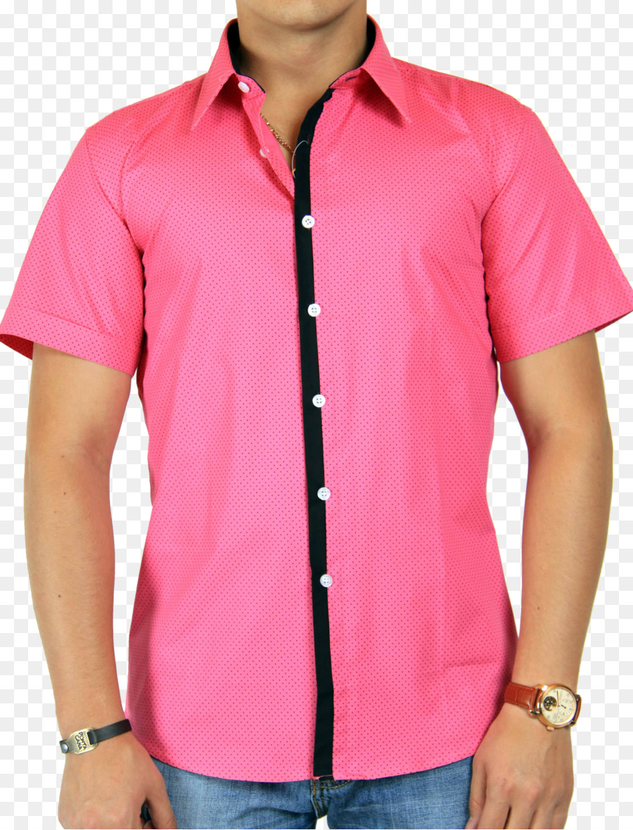 Camisa Rosa，Manga Curta PNG