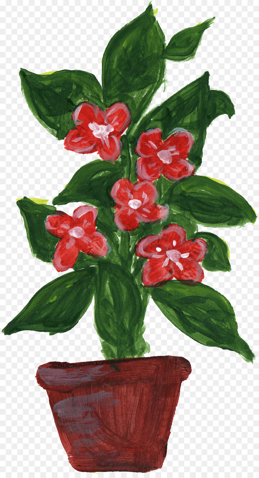 Flores Vermelhas Pintadas，Pote PNG