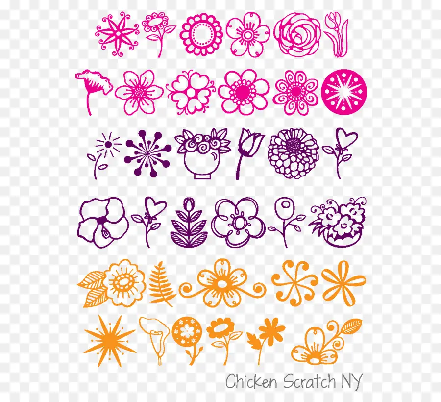 Doodles De Flores，Floral PNG