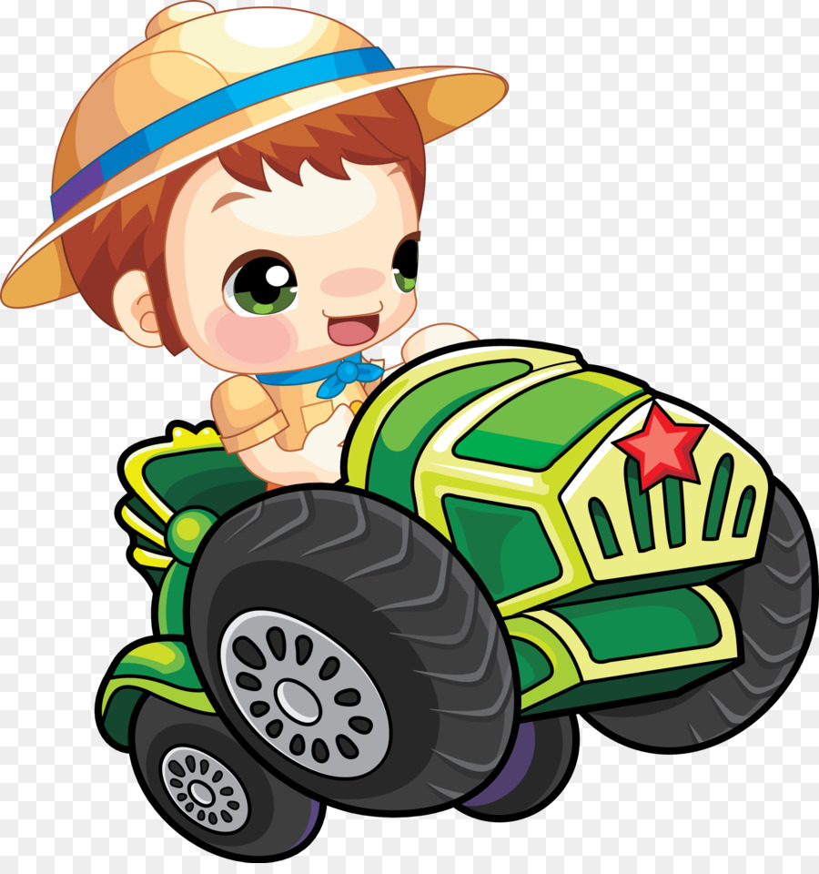 Menino Dos Desenhos Animados，Carro De Brinquedo PNG