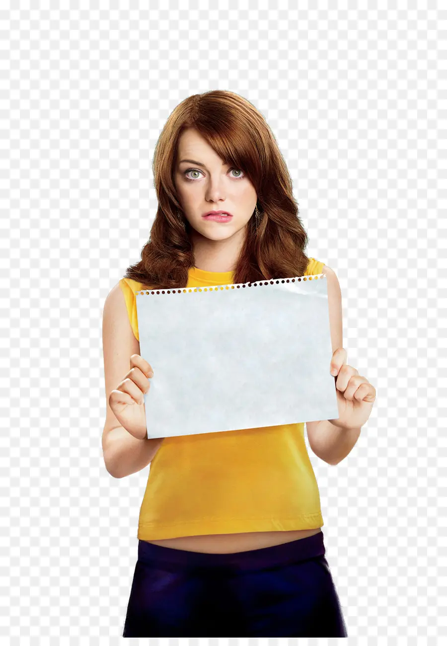 Mulher Segurando Um Papel Em Branco，Papel PNG