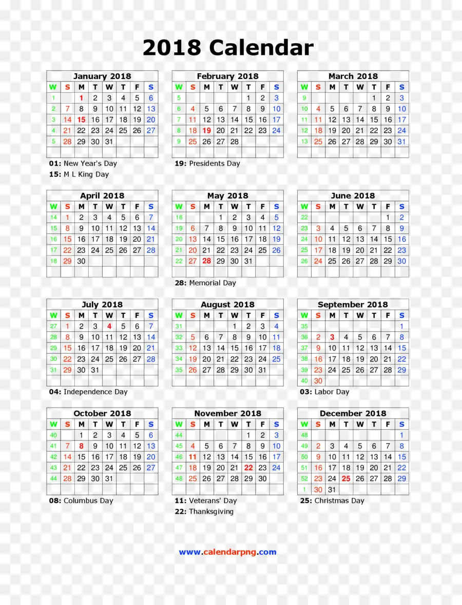 Calendário 2018，Ano PNG