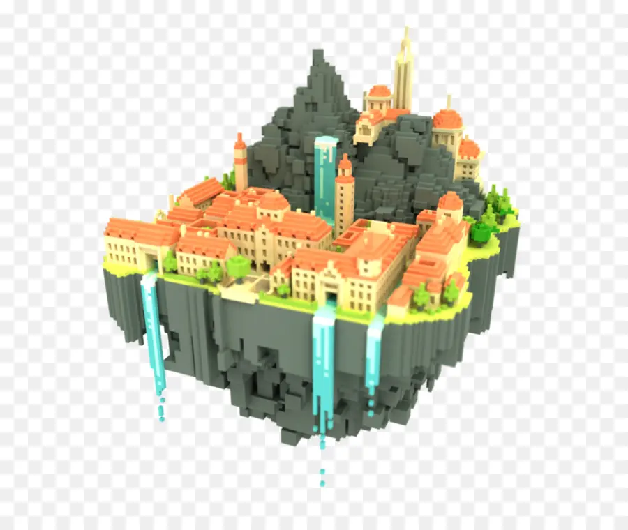 Voxel，Ilha Flutuante PNG