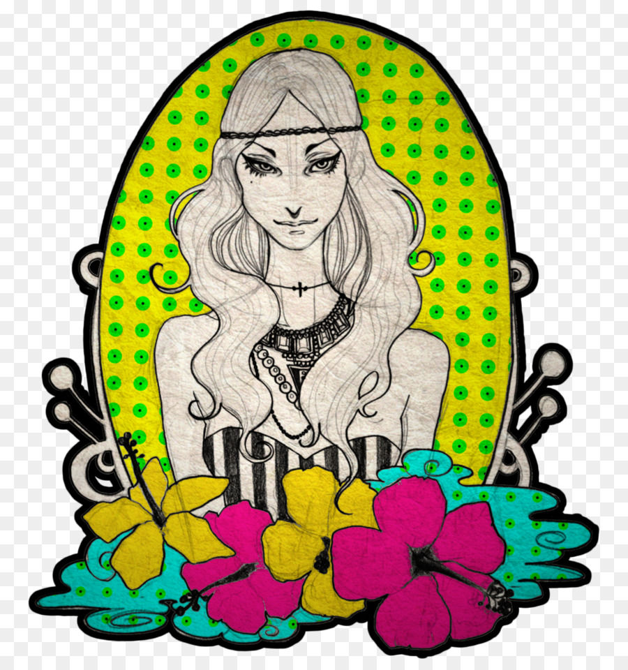 Garota Hippie，Desenho PNG