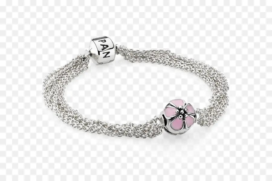 Pulseira De Prata Com Pendente De Flor，Acessório PNG