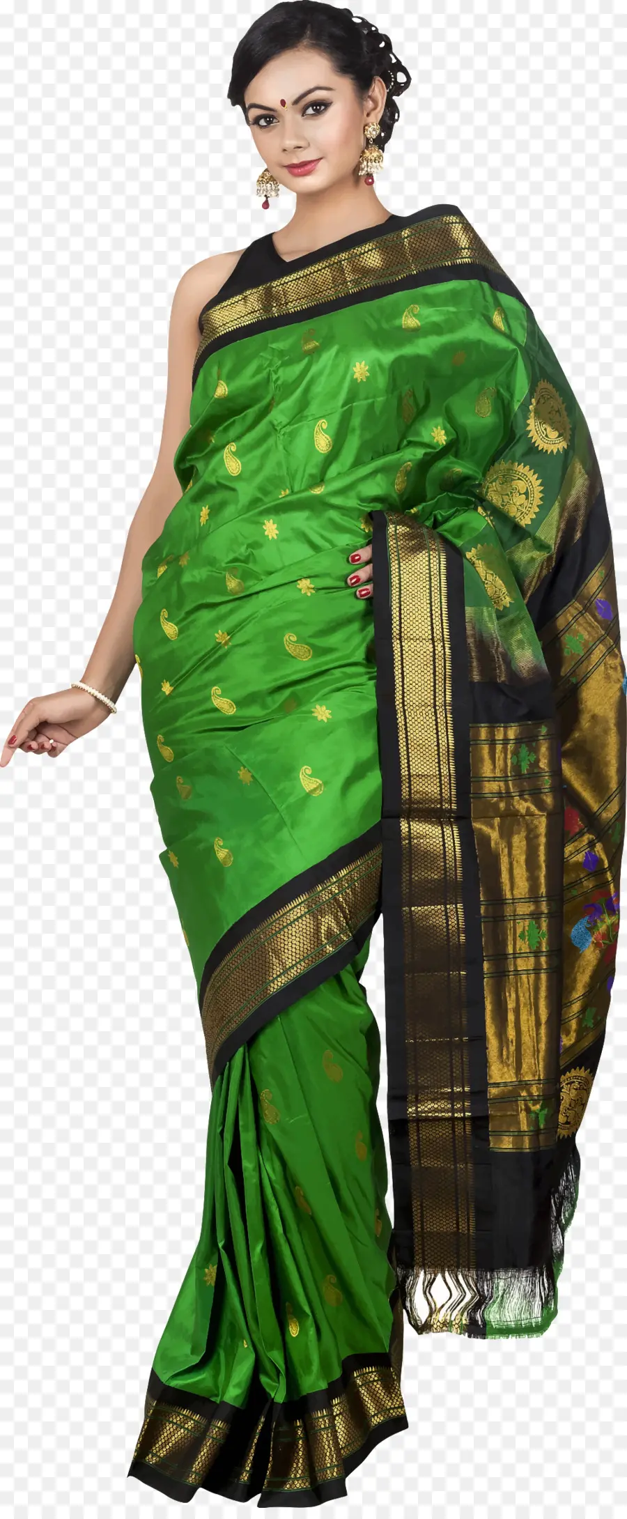 Saree Verde，Mulher PNG