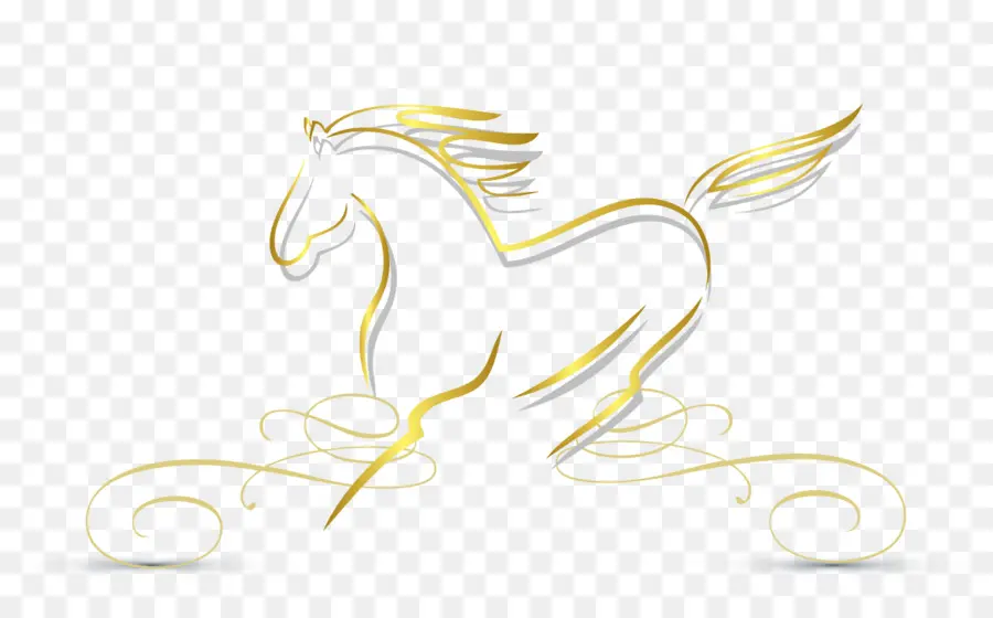 Cavalo Dourado，Elegante PNG