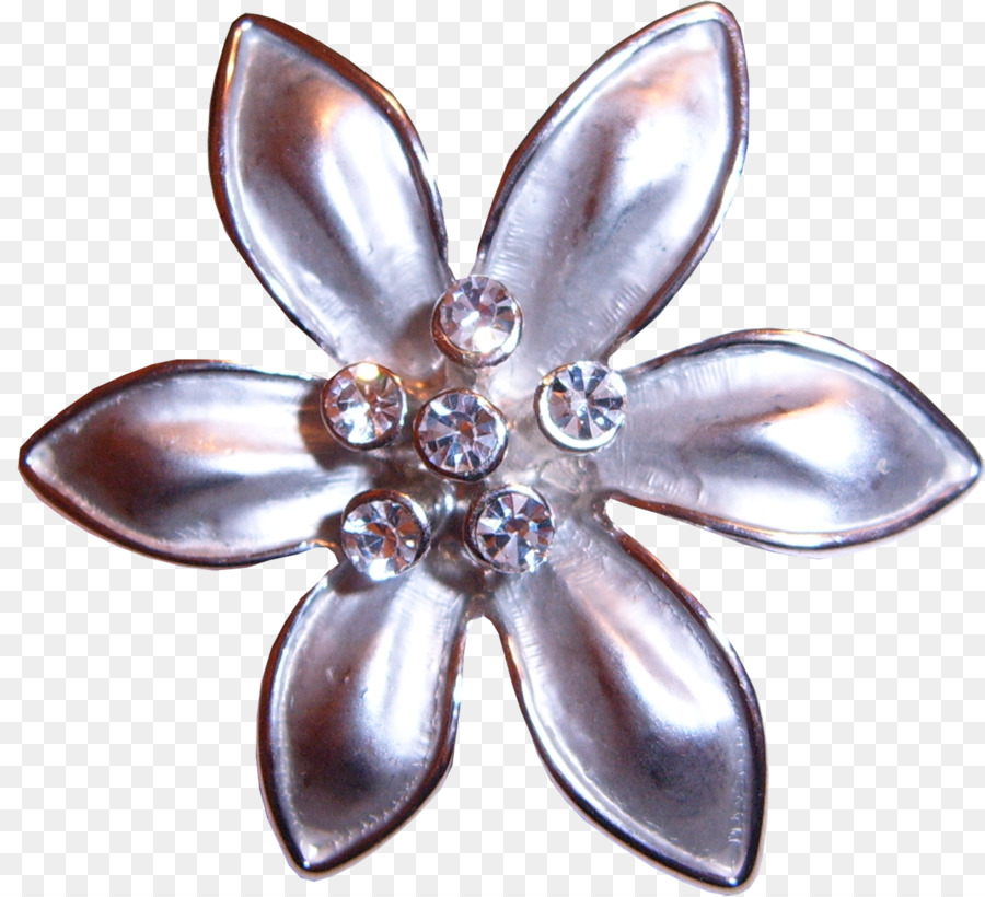 Broche De Flor Prateada，Broche PNG