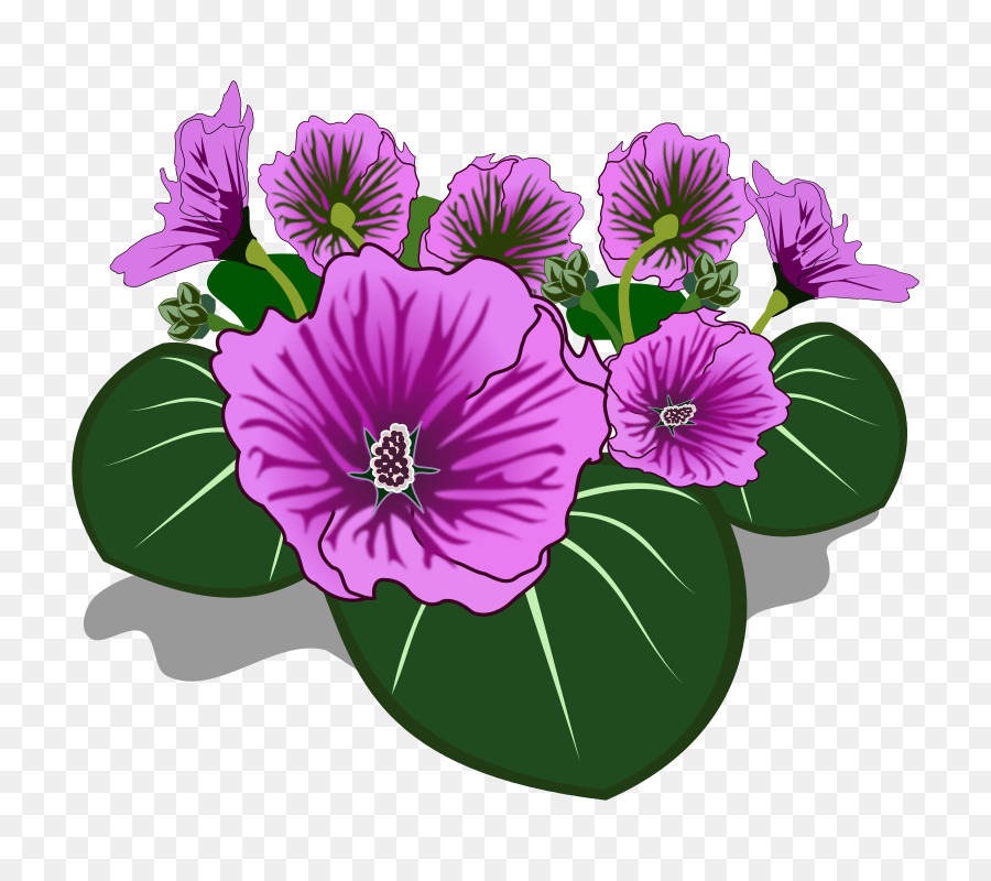 Flores Roxas，Folhas Verdes PNG