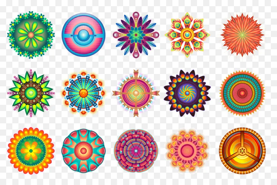 Mandalas，Colorido PNG