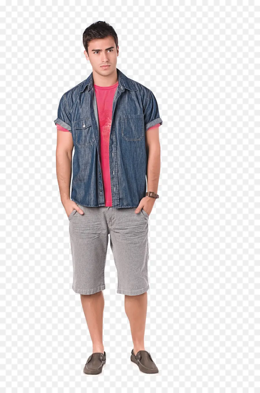 Homem Com Roupa Casual，Camisa Jeans PNG