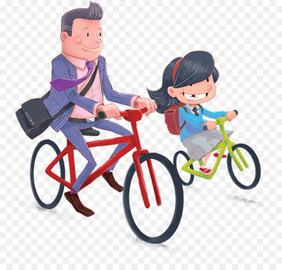 Pai E Filha Em Bicicletas，Família PNG