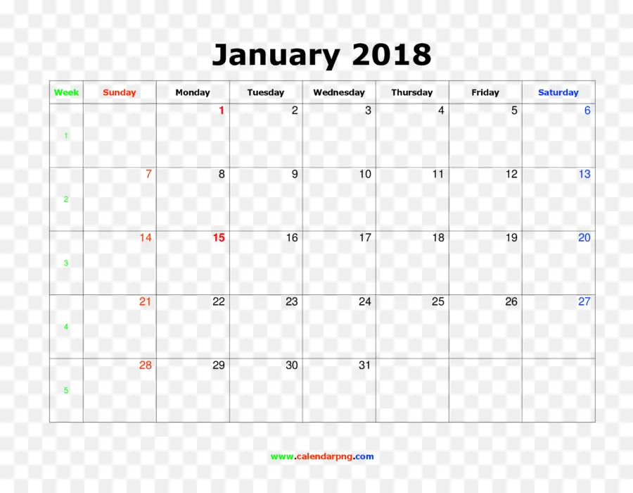 Calendário De Janeiro De 2018，Datas PNG
