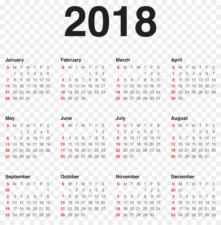 Calendário 2018，Datas PNG